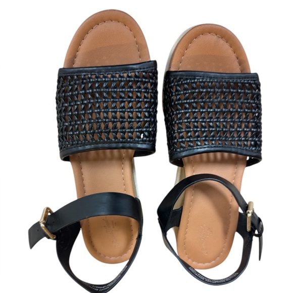 Faux leather & Woven Platform Sandals -SZ 8.5 - Picture 3 of 5